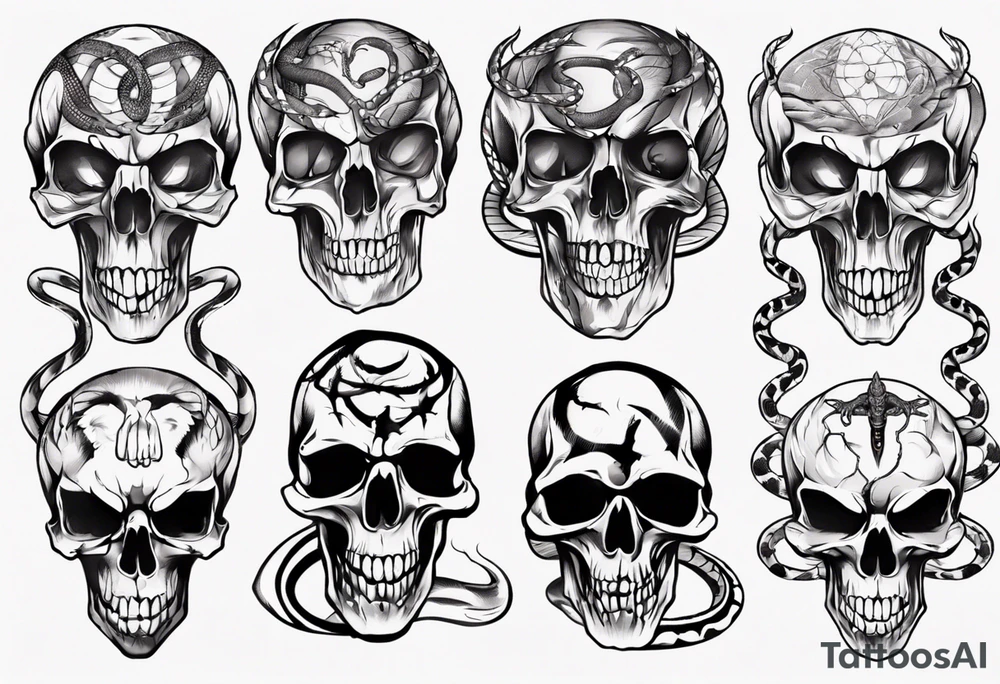 snake with skull tattoo idea