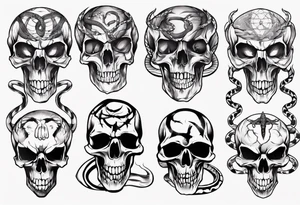 snake with skull tattoo idea