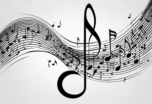 Simple, musical notes, in the shape of l and r tattoo idea