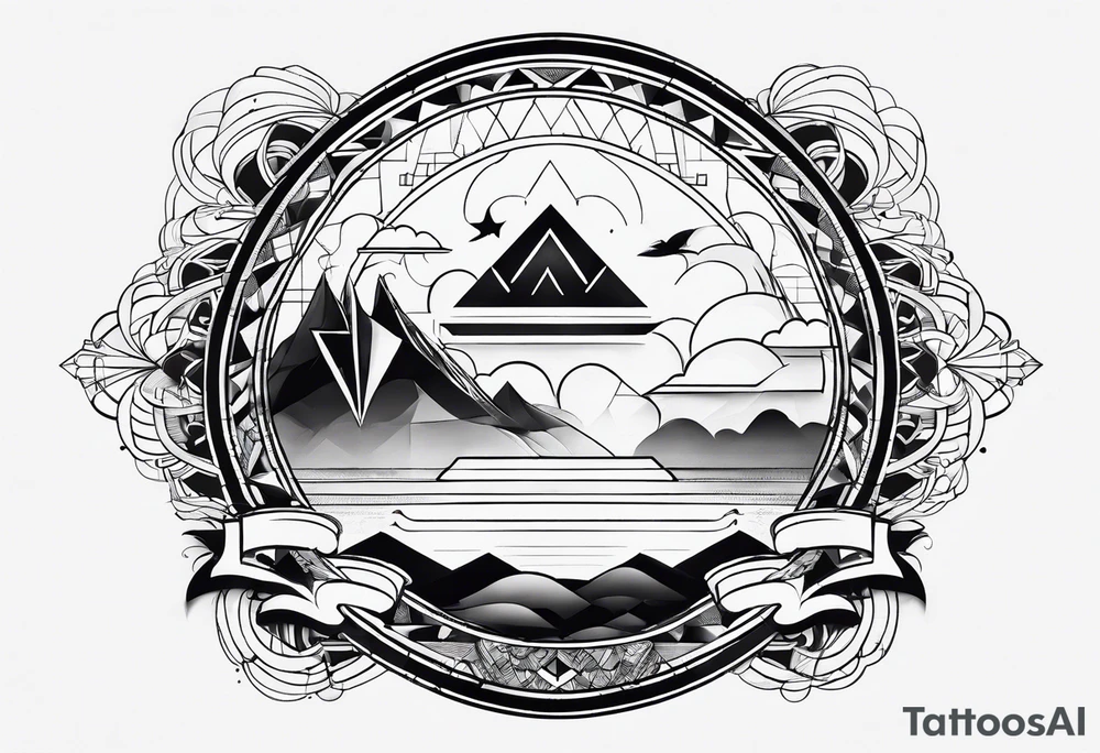 Geometric clouds tattoo idea