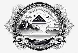 Geometric clouds tattoo idea