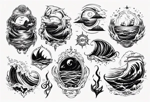 modern tattoo of the ocean that represents strength, love and unity tattoo idea