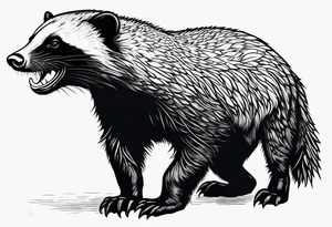 honey badger climbing from down below, claws, gentle face tattoo idea