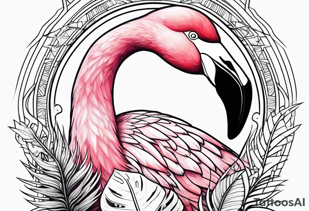 cute flamingo tattoo idea