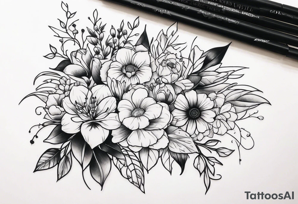 bouquet tattoo idea