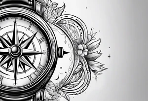 Compass broken into a watch tattoo idea