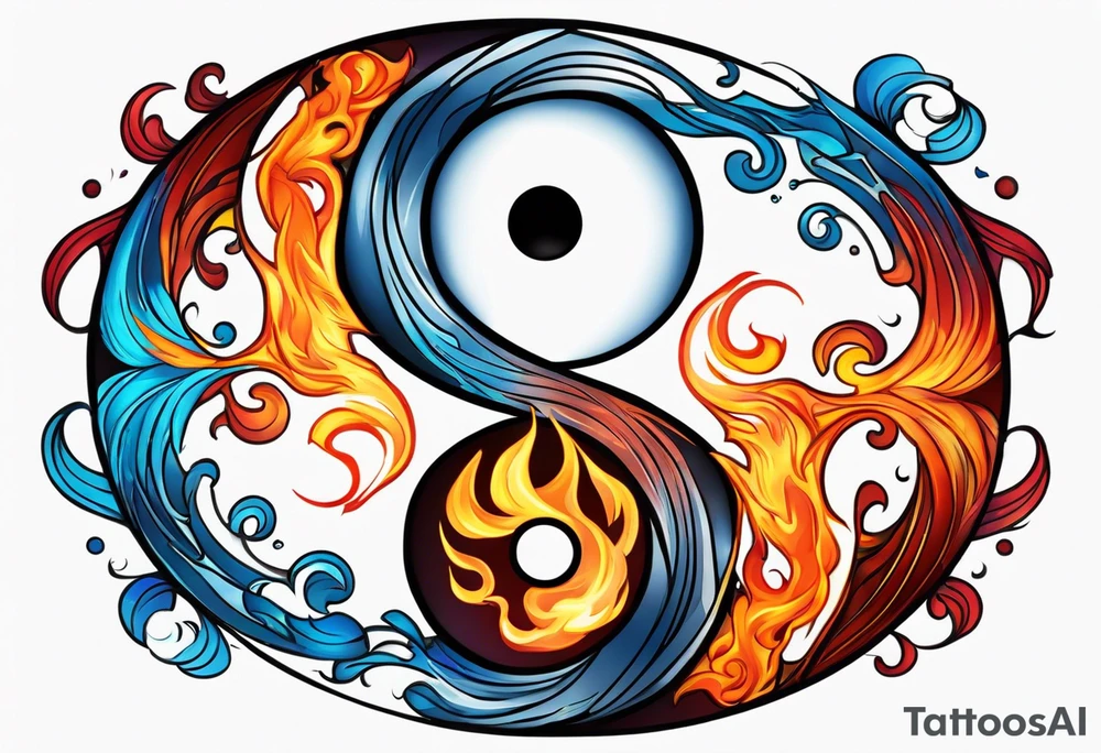 Fire and Water yin yang tattoo idea