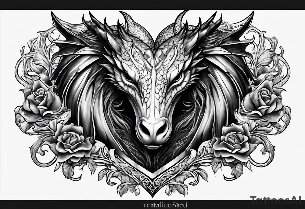 Realistic heart with a dragon tattoo idea