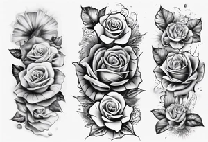 Half-sleeve arm tattoo. Roses, gambling and beach theme tattoo idea