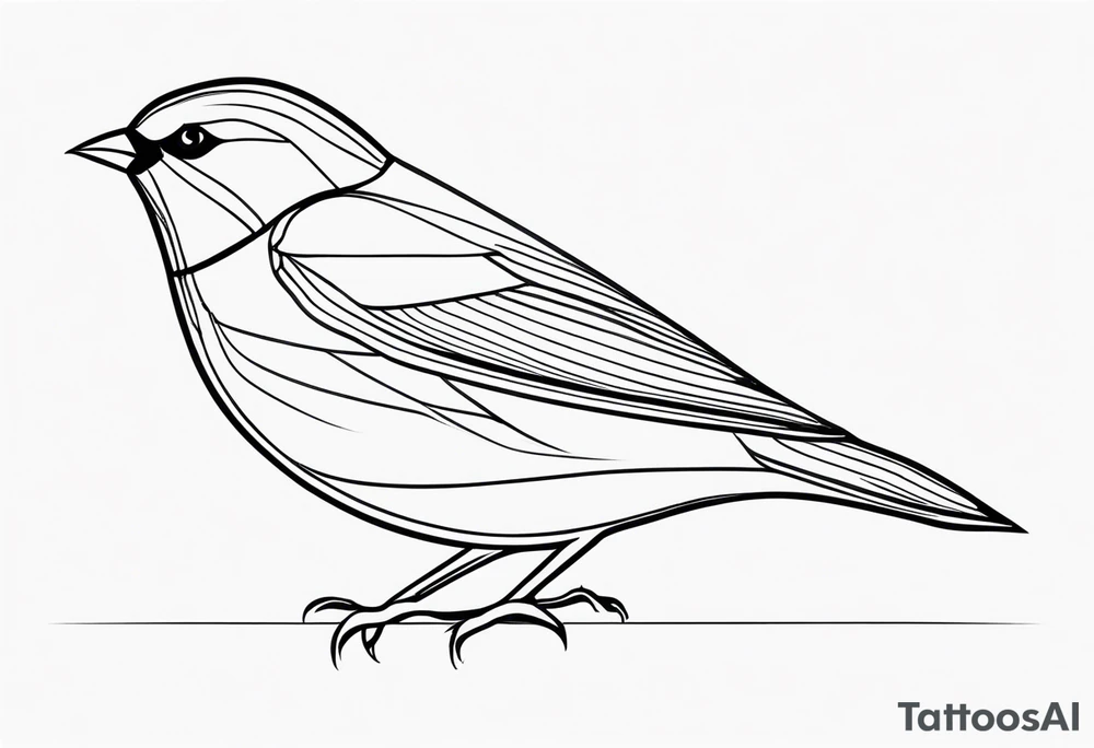 Minimal lines Black and white bird outline tattoo idea