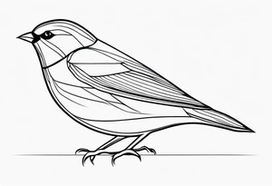 Minimal lines Black and white bird outline tattoo idea