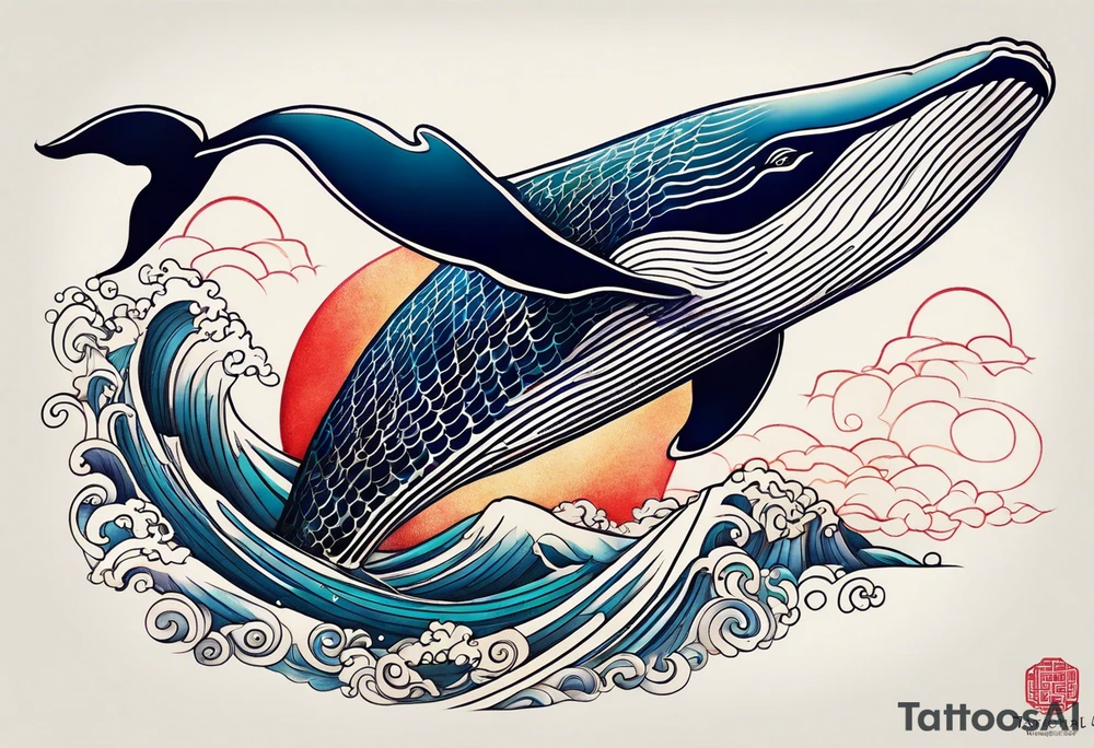 Whale ascending towards light tattoo idea