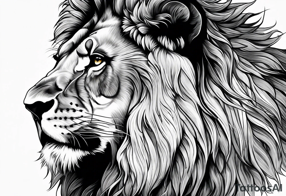 Courageous lion for my shoulder, side profile tattoo idea Courageous lion for my shoulder, side profile tattoo idea