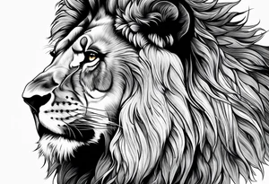 Courageous lion for my shoulder, side profile tattoo idea