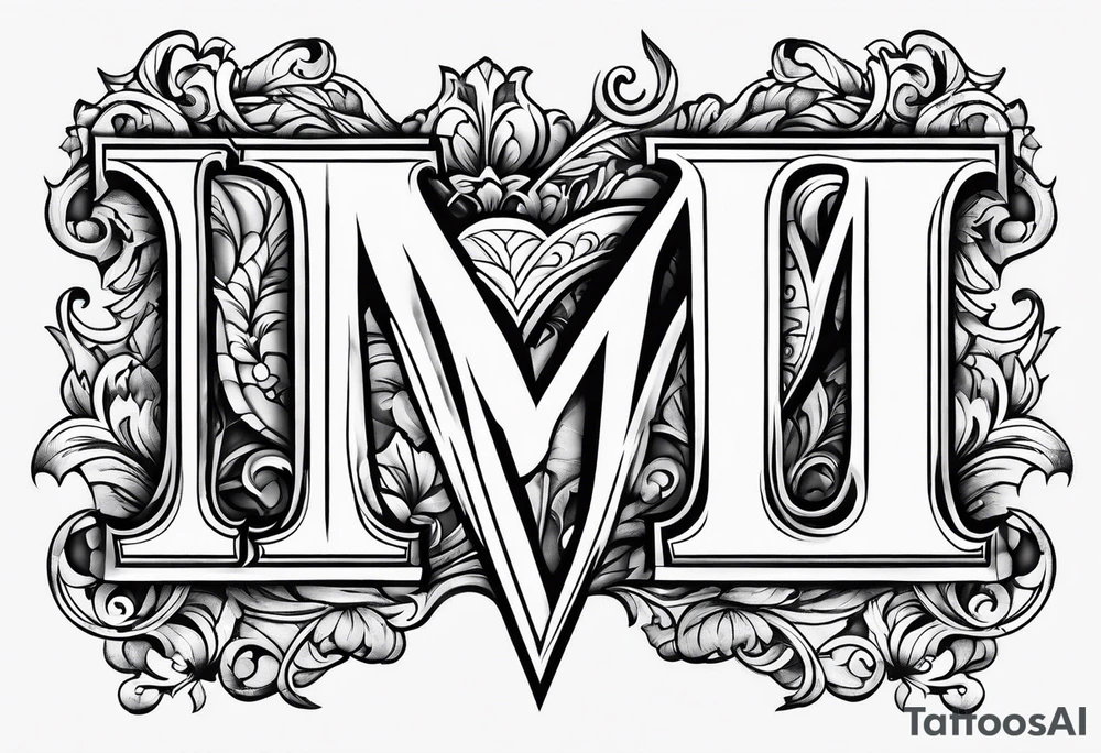 Letters M and S with heart tattoo idea