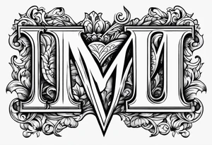 Letters M and S with heart tattoo idea