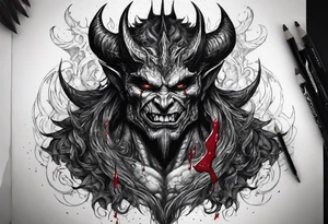 Dark demon with blood tattoo idea