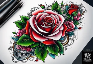 Blend roses and robotic circuitry for an arm sleeve tattoo idea