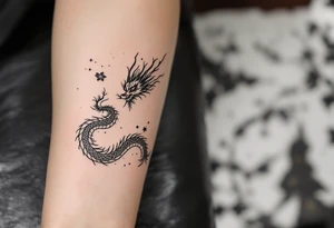 dragon japanese style sakura trees nebula tattoo idea