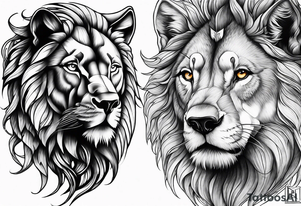 Lion eye and wolf eye tattoo idea