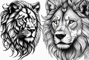 Lion eye and wolf eye tattoo idea
