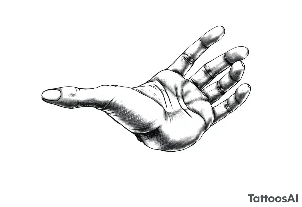 hand reaching all the way out, other hand barely reaching out tattoo idea