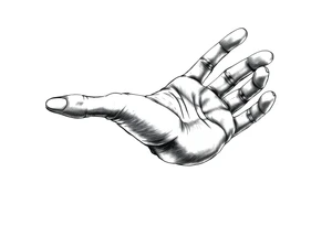 hand reaching all the way out, other hand barely reaching out tattoo idea