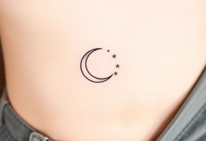 Very small crescent moon with stars. Shade the crescent moon tattoo idea