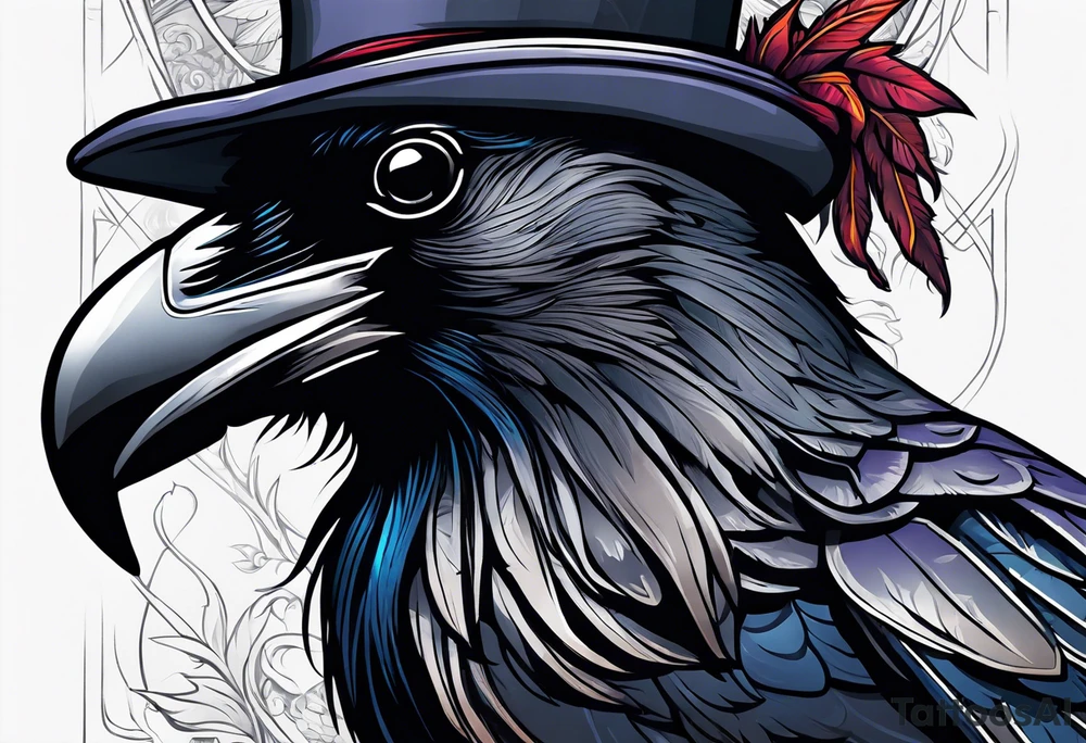 a raven sitting on top of the ravenmasters hat tattoo idea