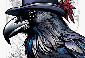 a raven sitting on top of the ravenmasters hat tattoo idea