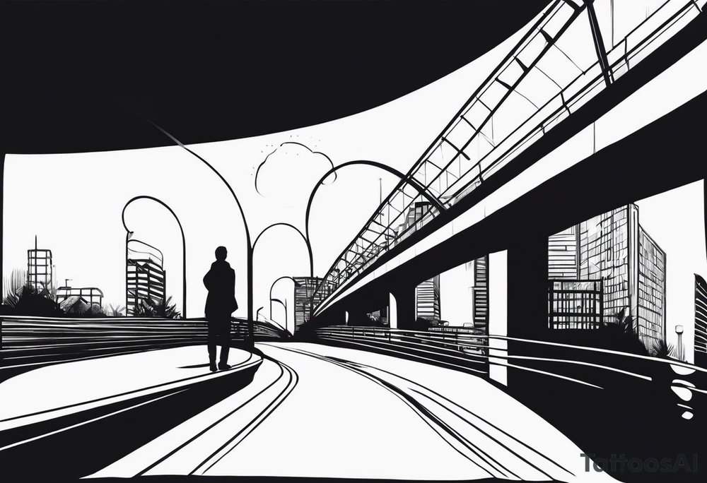 two silhouettes on top of an overpass tattoo idea