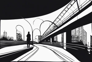 two silhouettes on top of an overpass tattoo idea