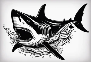 i wanted to have the megalodon ni text vertically with the shark and the water wrapping around the text tattoo idea