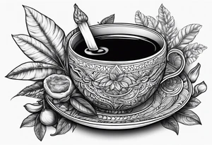 Ayahuasca mushrooms like a cup of tea made by indians tattoo idea