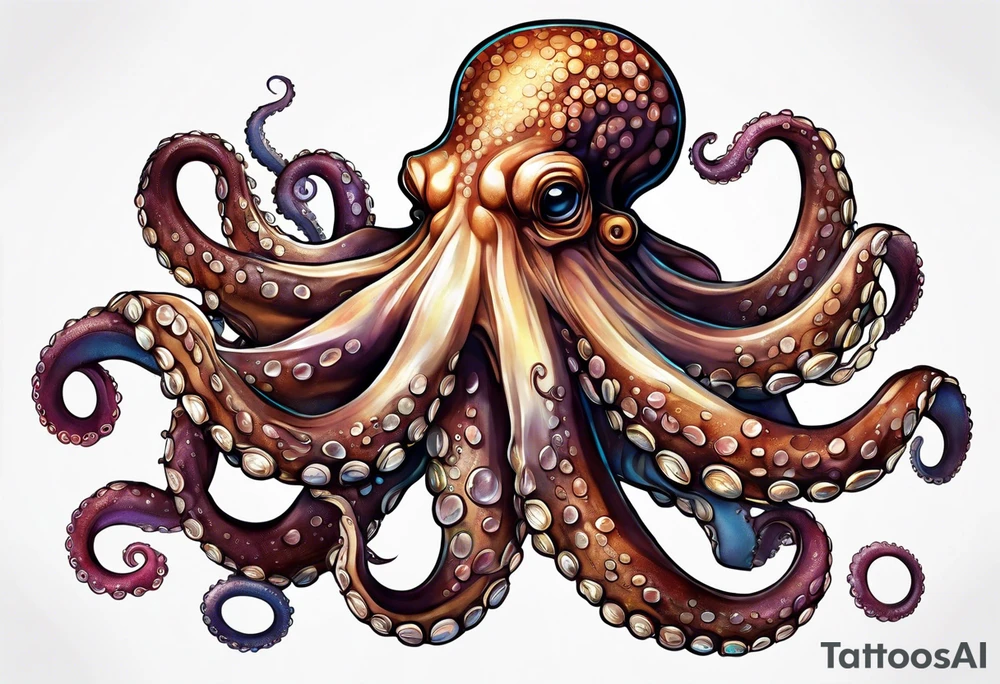 large octopus with multiple tentacles and suckers tattoo idea