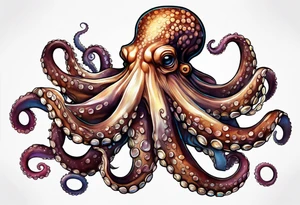 large octopus with multiple tentacles and suckers tattoo idea