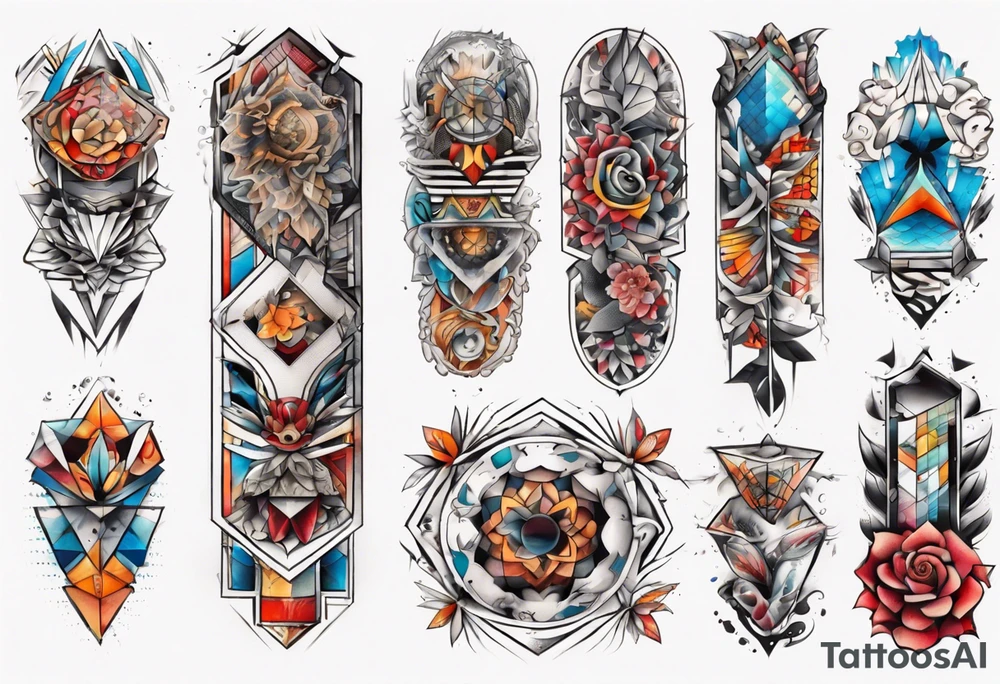 patchwork tattoo for full arms tattoo idea