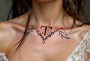 A sleek modern "T" in rosegold with a chrome-like metallic finish. tattoo idea