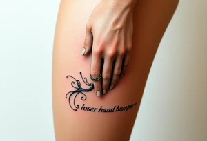 pathetic beta male with skinny penis masturbating with caption “loser hand humper” tattoo idea