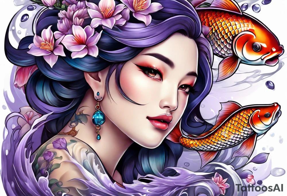 Lavender koi tattoo idea