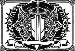 Valhalla stairs  sword shield chains tattoo idea