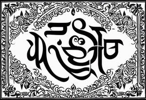 Tattoo ਨਿਰਭਉ ਨਿਰਵੈਰ written in Gurmukhi written text. Add fire and heart to symbolize strength and love tattoo idea