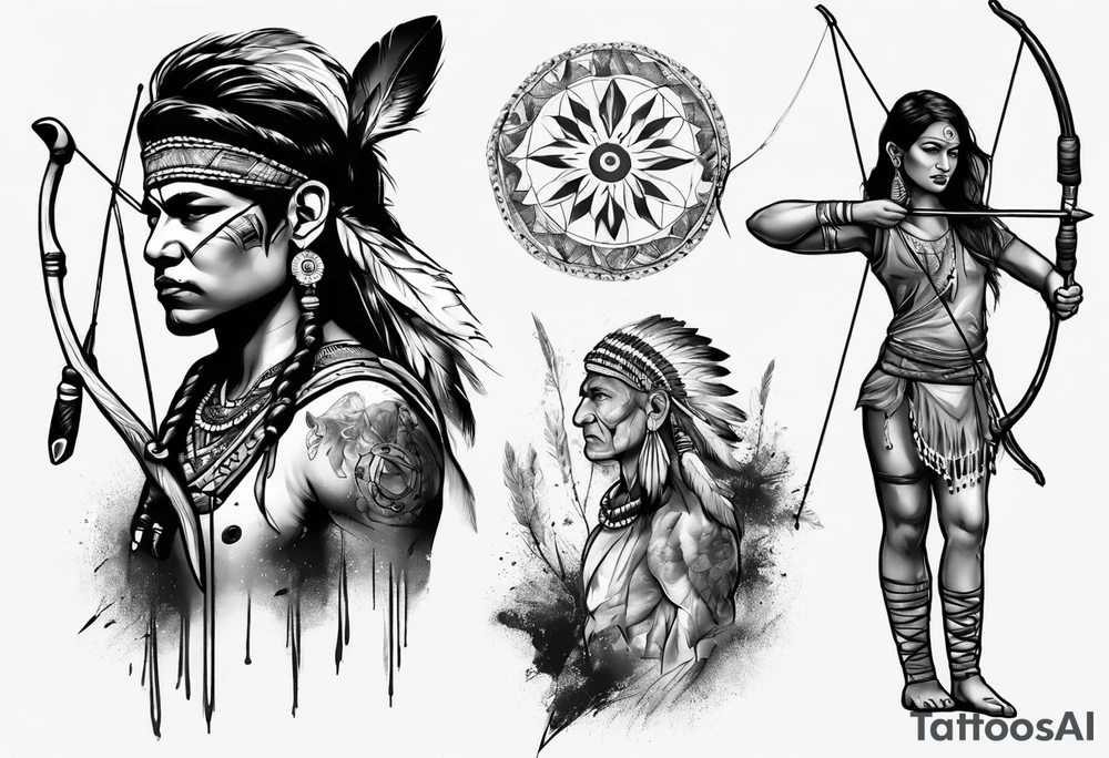 indian archer realism tattoo idea