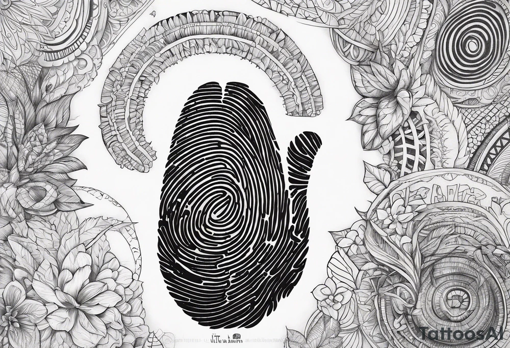Finger print with words tattoo idea