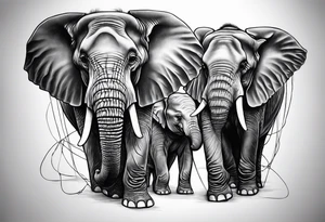 One elephant holding another elephant by a string tattoo idea