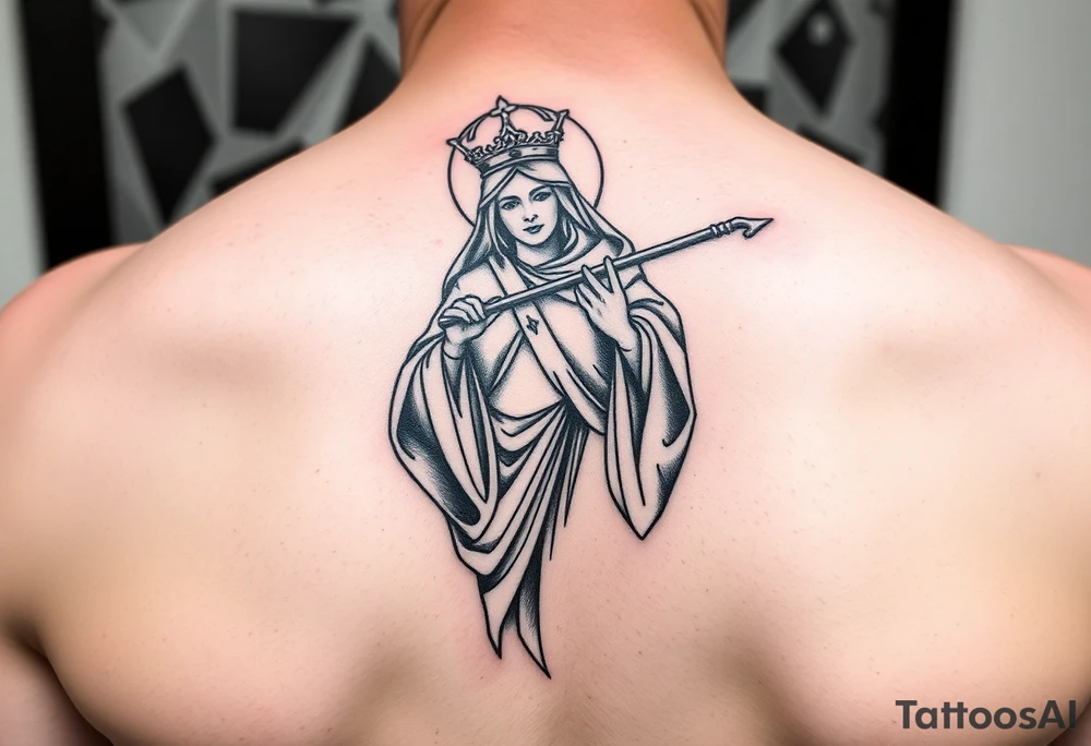 Saint Barbara carrying a riffle tattoo idea