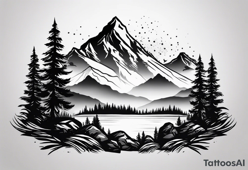 Mountain range silhouette chic tattoo idea