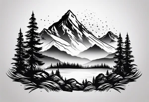 Mountain range silhouette chic tattoo idea