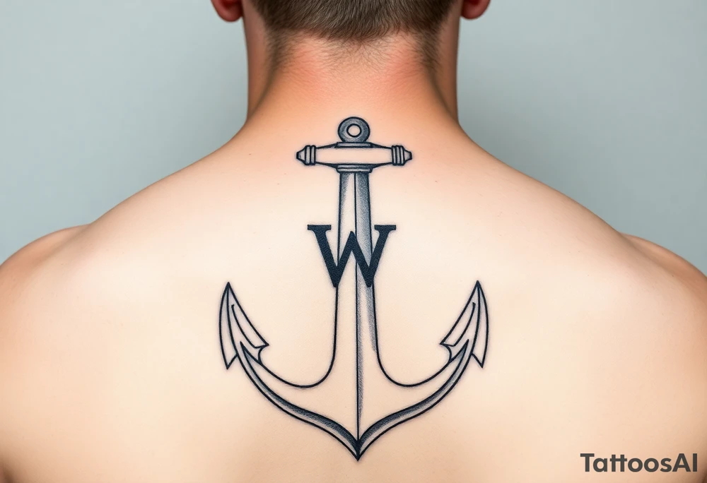 Anchor with the letter w tattoo idea