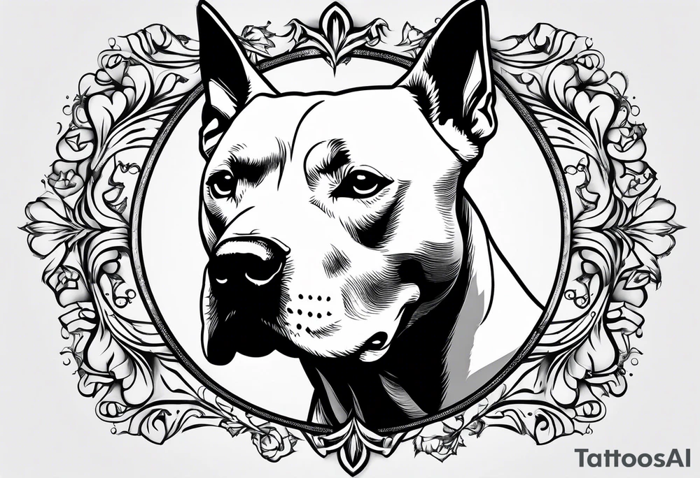 white pitbull pointed ears, paw tattoo idea